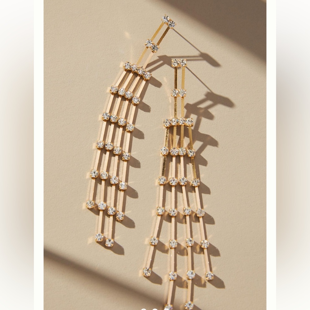 Anthropologie Ladder-Drop Rhinestone Earrings